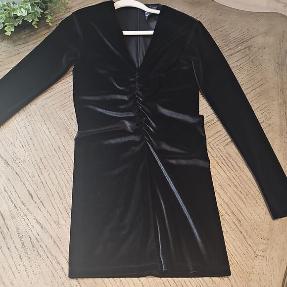 ALL SAINTS black long sleeve velvet mini dress Size 4 - Picture 14 of 14